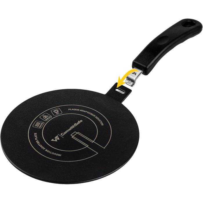 Індукційний адаптер 14 см знімна ручка, ізоляційна не змінює колір після використання теплорозподільник з чорним покриттям для високих температур, пластинчасте реле індукційне/газове 14 см