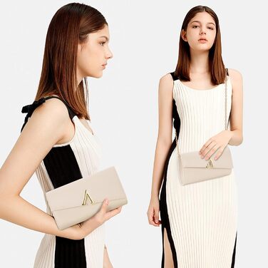 Клатч Larcenciel, елегантна сумочка зі знімним ланцюжком, кремова вечірня сумка кольору нюду, модна сумка-конверт через плече для жінок, шкіряна сумка через плече для весілля, вечірки, випускного вечора, побачення (23x13x5 см)