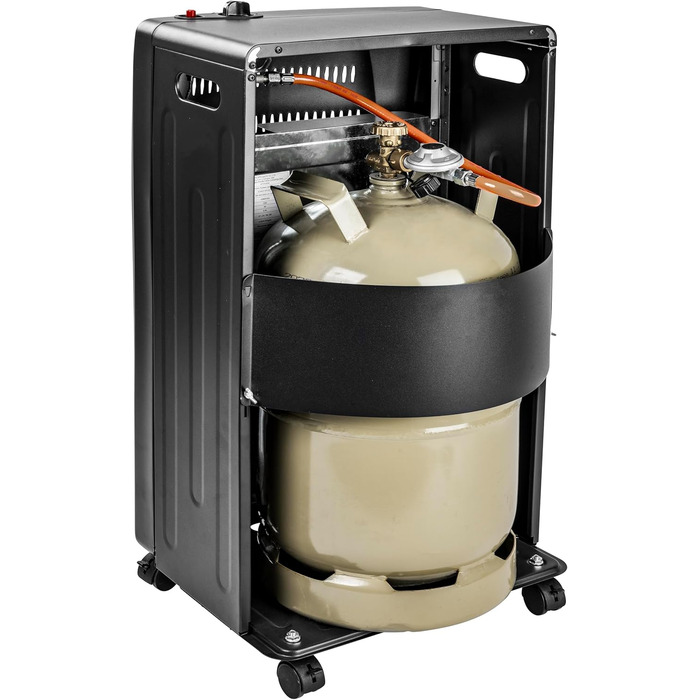 Газовий обігрівач Gde GGH 4200 K (4200 Вт, 3 рівні нагріву, п&39єзорозпалювання, портативний, робочий тиск 50 мбар, керамічні нагрівальні елементи, термозапобіжник, 4 фіксуючі ролики, вкл. газовий шланг та регулятор тиску)