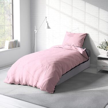 Зимовий комплект постільної білизни one-home, Фланель, Меланж Бавовна, Затишний, Пухнастий, Теплий, М&39який, Сучасний, Розмір Комплект з 2 предметів 135x200 см, Колір Рожевий/Антрацит, Комплект з 2 предметів 135x200 см Рожевий
