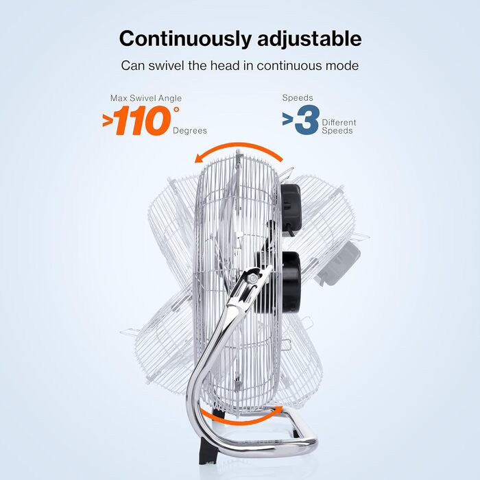 Підлоговий вентилятор TRESKO AERSON 40 см вітряк з 3 рівнями потужності вентилятор на п'єдесталі висока швидкість потоку повітря м