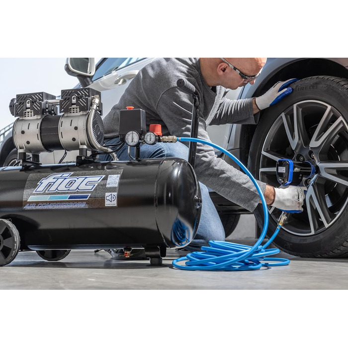 Безшумний мобільний повітряний компресор FIAC SUPERSILENT 50, безмасляний, максимальний тиск 8 бар, 1 к.с., бак 50 л, рівень шуму