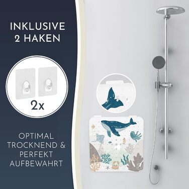 Килимок для душу нековзний дитячий - 100 без вмісту BPA Вкл. 2 гачки для підвішування 53x53см - Протиковзкий килимок для душу інте