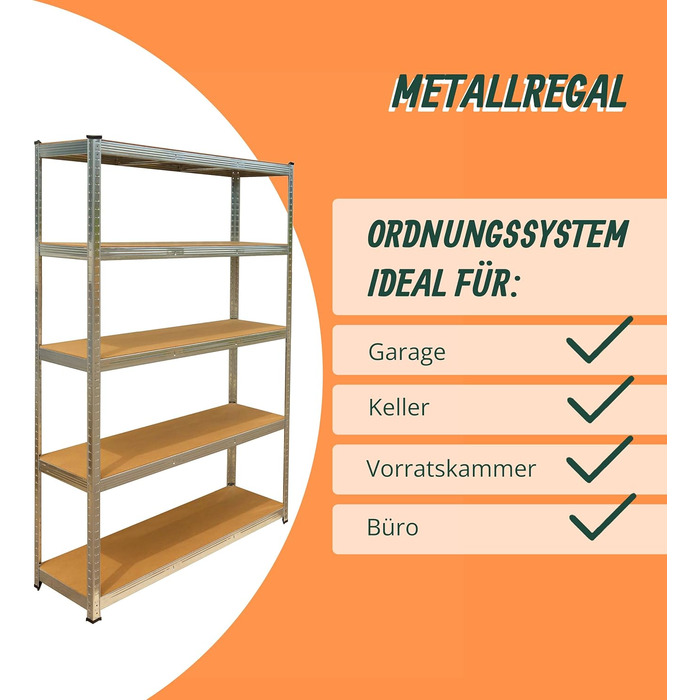 Надміцний стелаж Relaxdays, 5 ярусів, ВШХ 200 x 120 x 60 см, до 875 кг, для підвалу та гаража, стелажі для зберігання, сталь, сріблястий