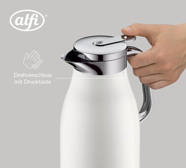 Л, кокосово-білий матовий, термос з нержавіючої сталі з гігієнічною скляною вкладкою, кришка, що закручується, зі зручною кнопкою, ергономічна ручка, керування однією рукою, ідеально підходить як кавник 1000 мл кокосово-білий матовий, 1.0