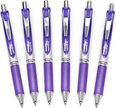 Гелева ручка Pentel EnerGel XM BL77, висувна, 0,7 мм, 54 перероблена, бузкова, 6 шт.