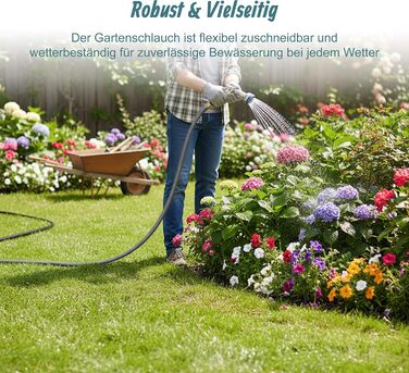 Шланг садовий Relaxdays, на вибір довжини, універсальний водопровідний шланг 1/2, стійкий до УФ-випромінювання та погодних умов, PP, сірий, 50 м