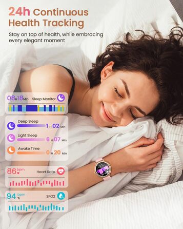 Жіночий смарт-годинник RUXINGX, маленький круглий фітнес-годинник із функцією телефону, сенсорний екран AMOLED 1,19 дюйма, цілодобовий монітор серцевого ритму, відстеження SpO2, моніторинг менструального циклу, відстеження сну, калорії, крокомір, сумісний