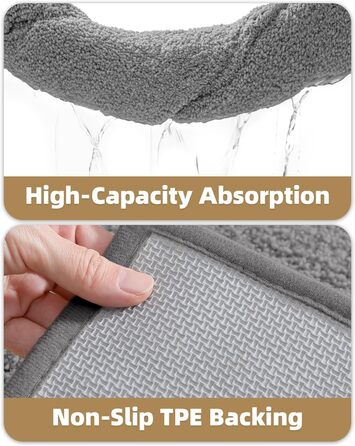 КОЛІР І ГЕОМЕТРІЯ Нековзні килимки для ванної, що миються, абсорбуючі килимки для ванної, м&39який килимок для ванної кімнати, килимок для ванної кімнати на підлогу, душ, ванну, пральню, темно-сірий, 40 x 60 см (прямокутний)