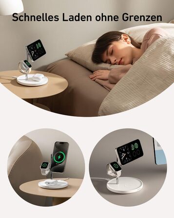 Бездротова зарядна станція Anker MagGo 3-в-1, підставка для бездротової зарядки 15 Вт, сумісна з MagSafe, сертифікована Qi2, для i