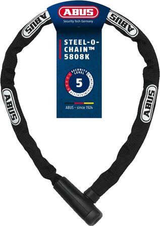Ланцюговий замок ABUS Steel-O-Chain 5805K Сталевий велосипедний замок Рівень безпеки ABUS 5 Чорний 75 см Одинарний
