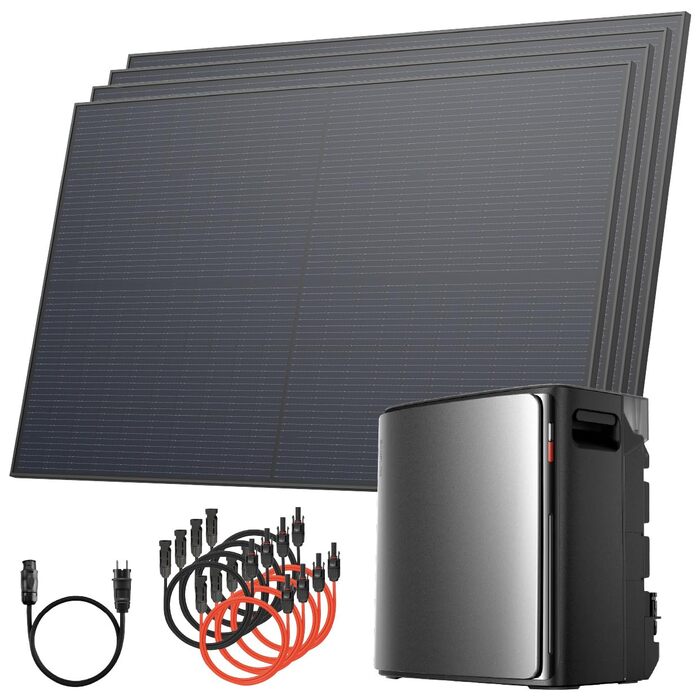 Балконна електростанція Solarway потужністю 2000 Вт / 800 Вт з накопичувачем EcoFlow STREAM Ultra X потужністю 3,8 кВтгод повний комплект із сонячними модулями потужністю 500 Вт, інвертором та аксесуарами міні-сонячна система Plug-and-Play для розеток Eco