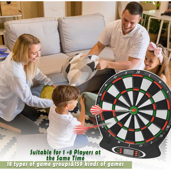 Електронні мішки для дартсу для дорослих та дітей з цифровим світлодіодним дисплеєм для відображення результатів та м&39якими наконечниками для дартсу, автоматична гра з електронним підрахунком очок, 28 ігор, 159 режимів, підходить