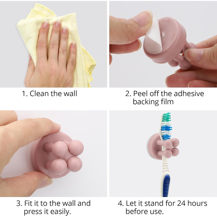 Силіконових тримачів для зубних щіток, тримач для бритви, тримач для зубних щіток без свердління, тримач для зубних щіток настінний, багатофункціональний гачок, тримач для зубних щіток самоклеючий для ванної, кухні, вітальні, 6