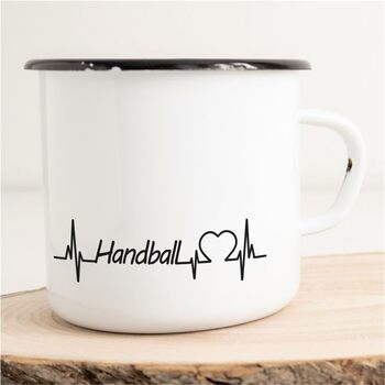 Емальована кружка для гандболу, подарунок, кавова кружка, вінтажна 300 мл, ідея подарунка для гандболу