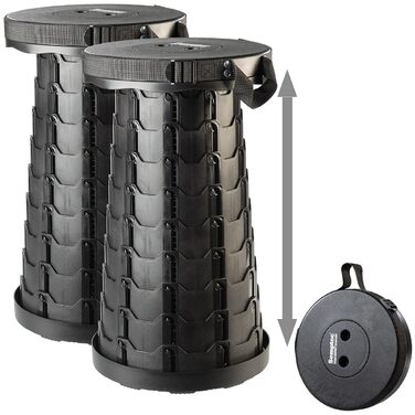 Складаний стілець Semptec Urban Survival Technology портативний телескопічний стілець із 2 предметів, регульована висота, до 200 кг (мобільний стілець, складаний, для риболовлі)