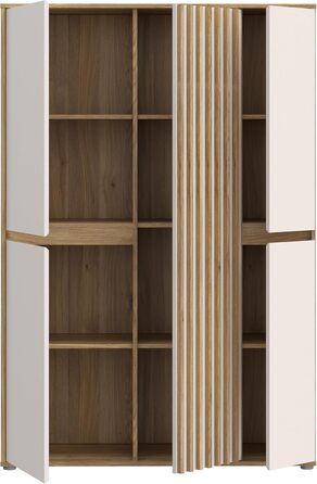 Шафа 100 110, сучасна шафа з рейковим дизайном, 5-дверна, спальня, декор дерева Maulella Oak Kashmir Beige, 109,3 см завширшки x 161,7 см заввишки x 41,5 см завглибшки