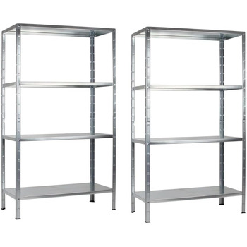 Комплект із 2 стелажів SCHULTE без болтів з 4 полицями PowerMAX, вантажопідйомність 65 кг, 180x90x40 см (ВxШxГ), оцинкований (стелажі для зберігання, стелажі для майстерні, стелажі для підвалу)