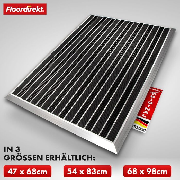 Килимок для вхідних дверей Floordirekt &39Spectral&39 для використання всередині та зовні приміщень - Стійкий до іржі та атмосферних впливів - Килимок для передніх дверей - Килимок для входу (Матований, 68 x 98 см) 68 x 98 см Матований