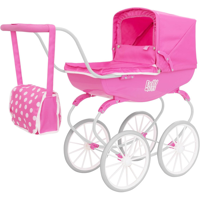Коляска Dolly Tots Коляска для ляльок у традиційному стилі Високоякісна англійська коляска з традиційним візком Коляска з білими к