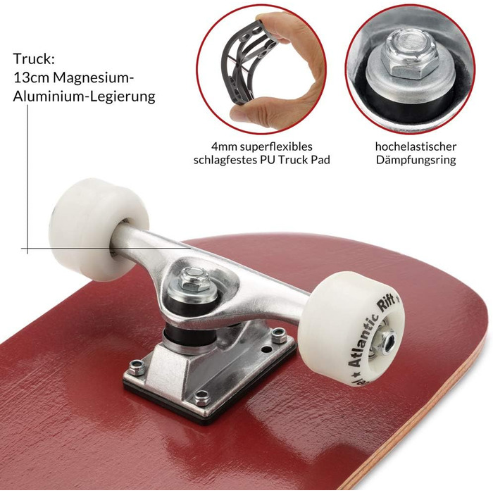 Скейтборд Monzana в комплекті дошка ABEC 9 кулькових підшипників 85A PU колеса 9-шарове кленове дерево 80x24см лонгборд подвійний