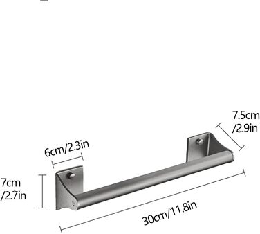 Захисні поручні для ванної кімнати з обмеженими можливостями, нержавіюча сталь, поручні з нержавіючої сталі, поручні для людей похилого віку (сірий, 30 см/11,8 дюйма) 30 см/11,8 дюйма сірий