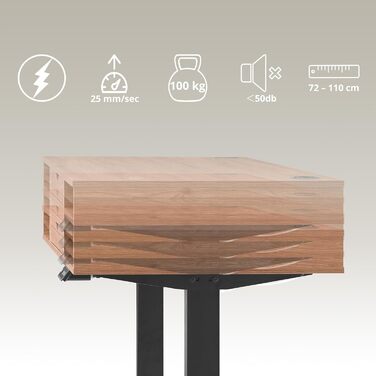 Робочий стіл у стилі Worktime 120x60 см Робочий стіл з електричним регулюванням висоти, функцією пам&39яті, зворотним відліком часу стоячи, USB-хабом, шухлядою та відділеннями для зберігання, дуб/чорний