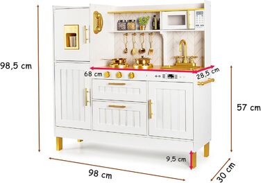 Сучасна дерев&39яна дитяча кухня Leomark з аксесуарами золото Стильна ігрова кухня з духовкою, мийкою та аксесуарами Дерев&39яна і