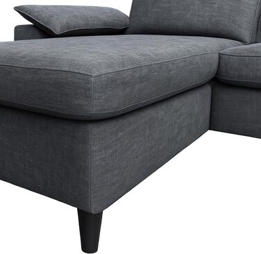 Комплект диванів Mendler HWC-O71, кутовий диван, L-подібний, зона відпочинку ліва/права, тканина/текстиль, дерево, 84x229x140 см - темно-сірий