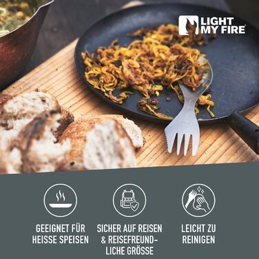 Надлегкі титанові столові прибори, кемпінгові столові прибори 3-в-1 з ложкою, виделкою та ножем, столові прибори для активного відпочинку в дорозі, ложка на винос - міцні дорожні столові прибори зі Швеції, Spork New Version (зроблено у Швеції)