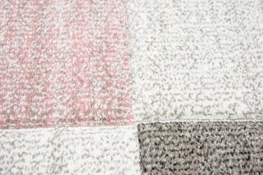 Сучасний килим з коротким ворсом для вітальні килим контурного крою в клітинку абстрактний пастельний рожевий сірий тауп розмір 24