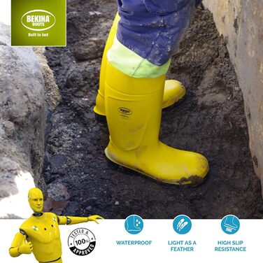 Чоловічі та жіночі рибальські чоботи Steplite Easygrip S5 зі сталевим носком та сталевою підошвою, нековзні, промислові робочі чоботи, легкі як пір&39їнка, ізолюють до -20 градусів, жовті, EU 42