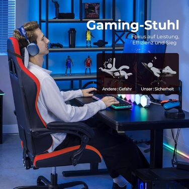 Ігрове крісло GTPLAYER, ергономічне офісне крісло з регульованим підголівником та поперековою опорою, ігрове крісло, червоне