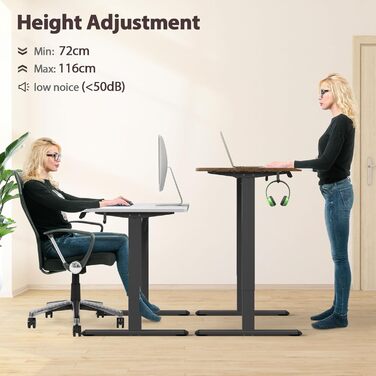 Електрично регульовані по висоті ніжки столу з потужним двигуном, регульована по висоті рама столу з колесами, рама столу з 3 налаштуваннями пам&39яті та функцією захисту від зіткнень 72-116 см