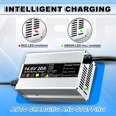 Зарядний пристрій LiFePO4 14,6 В 20 А для літій-залізофосфатних акумуляторів 12 В (12,8 В), швидка зарядка, захищає акумулятор