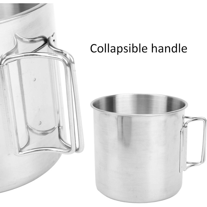 Чашки-гніздові чашки з нержавіючої сталі, складна ручка, міцні, легкі, портативні, чашки для кемпінгу на свіжому повітрі для походів, пікніків, барбекю, 4 шт. и, нержавіюча сталь 304