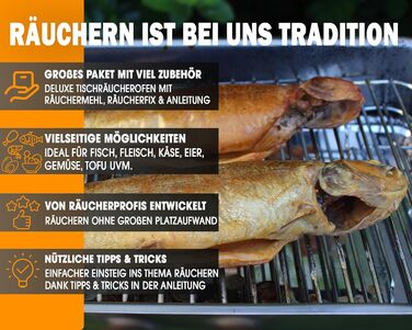 Піч Angel-Berger Deluxe з аксесуарами Коптильня з нержавіючої сталі Коптильня з коптильним борошном Розчин для копчення Інструкції