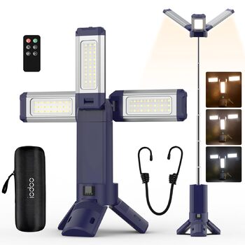 Телескопічний акумуляторний кемпінговий ліхтар ємністю 10000 мАг, 4000 лм, поворотні алюмінієві лопаті на 270, пульт дистанційного керування, водонепроникний IP45, тепле/біле/природне світло, кемпінговий ліхтар з регульованою колірною температурою