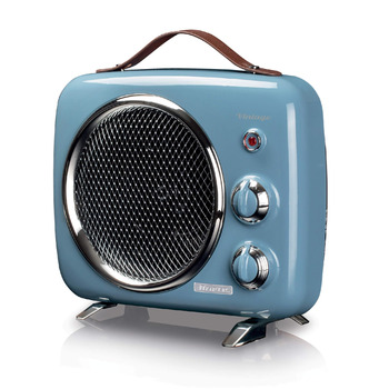 Вентилятор Ariete 808 Vintage, холод і тепло, регульований термостат, ручка для зручного транспортування, 2000 Вт, світло-блакитний вінтажний вентилятор