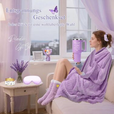 Подарунки для жінок, подарунковий набір на день народження для найкращої подруги, дружини, матері, колеги, сестри з оздоровчим ефектом келих для вина з нержавіючої сталі об&39ємом 40 унцій, ковдра, подарунковий набір з ароматом для ванни з 13 предметів, ф