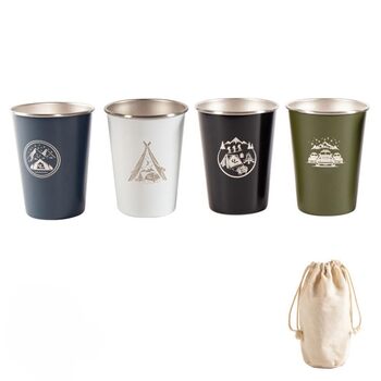 Кавова кружка для активного відпочинку на 350 мл з нержавіючої сталі 304, набір з 4 предметів, кружка Forcamp, туристична кружка, чотири кольори