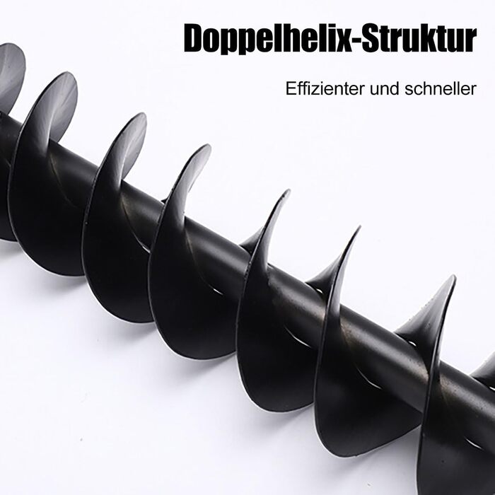 Буровий інструмент для саду та городу 800 мм, сталевий, з запобіжним болтом та адаптером SDS. Спіральний бур для стовпів, свердловини та земляних робіт (800 мм x 120 мм), чорний.