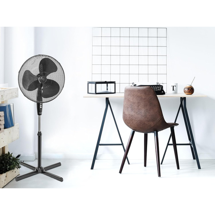 П'єдестальний вентилятор Bestron з трьома швидкостями, вентилятор з функцією обертання на 75 і регулюванням висоти до 122 см, Ø 45