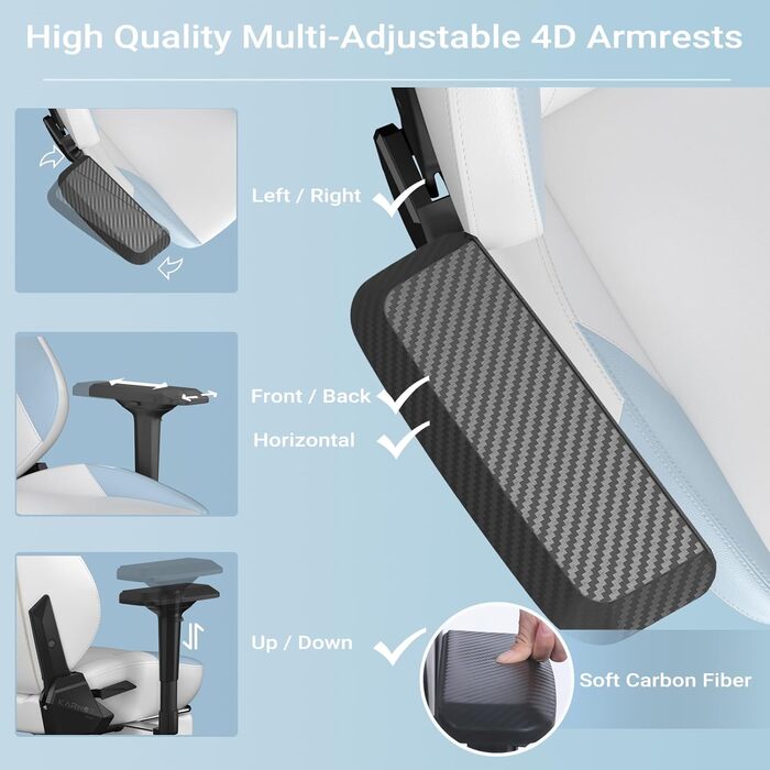 Ергономічне ігрове крісло зі штучної шкіри з підставкою для ніг для дорослих, офісне крісло з високою спинкою, ігрове крісло з регульованою висотою, підголівник та поперекова опора для дівчат, біле, 60x53x132 см