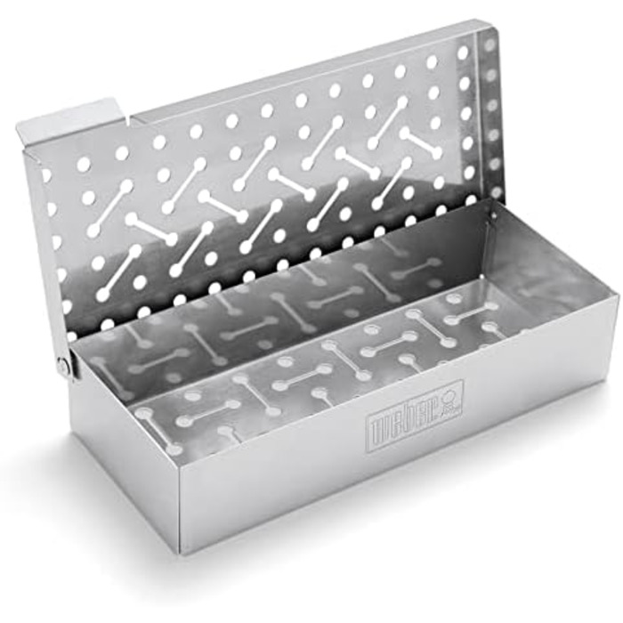 Коптильня Weber Rucherbox (24 x 12 x 5 см) з нержавіючої сталі з вентиляційними отворами для газових грилів, срібляста (7576)