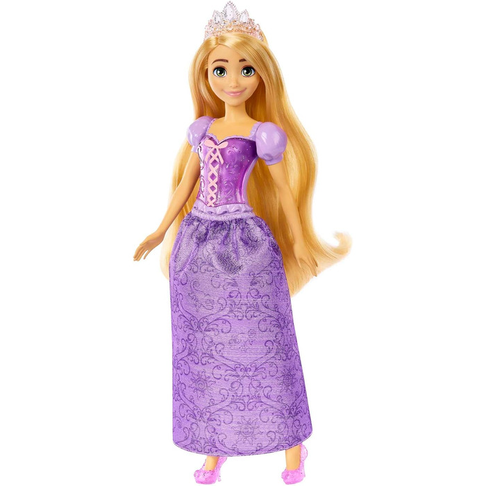 Лялька Mattel Disney Princess Rapunzel, довге волосся для укладання, рухливі, знімні туфлі та діадема, подарунки Disney, іграшка в
