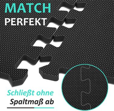 Захисний килимок для підлоги для фітнесу 331 см, килимок-головоломка 24/36/48, спортивний килимок з EVA, нековзний, килимок для підлоги для тренажерного залу та фітнес-обладнання 3,31 кв.м./36 килимків - чорний