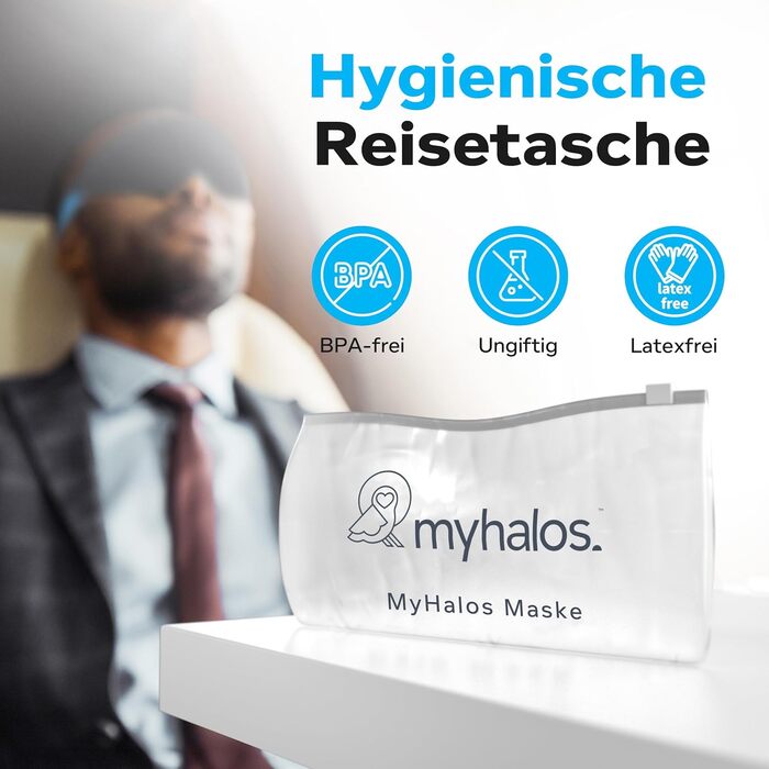 Маска для сну MyHalos - Маска для сну з затемненням для жінок - Маска для сну 3D для чоловіків для комфорту без тиску - Маска для сну попередньої форми для повного затемнення - Чорна пов&39язка на очі з футляром