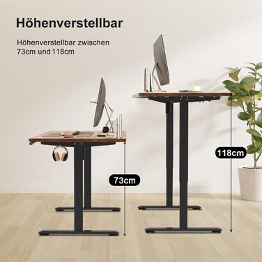Стіл Homall з регульованою висотою та USB-портом 100x60 см, комп&39ютерний стіл стоячи, ергономічний стіл для домашнього офісу (100x60 см, вінтажний коричневий) 100x60 см коричневий