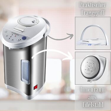 Термопот 5 літрів Ідеально підходить для глінтвейну Диспенсер для гарячої води з нержавіючої сталі Глінтвейн для вина Чайник Диспенсер для води Розповсюджувач Термос Диспенсер для глінтвейну Чайник для заварювання